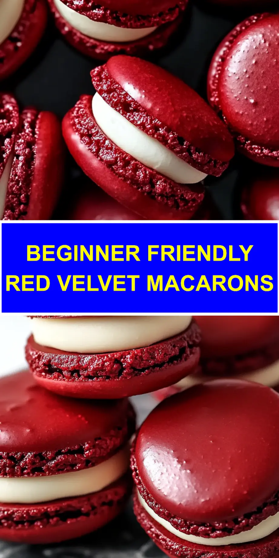 Red Velvet Macarons Recipe Easy Ultimate Guide 3 RED VELVET MACARONS centered hero view, clean and uncluttered