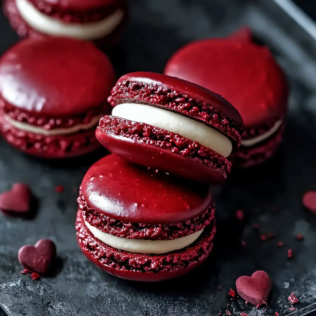 Red Velvet Macarons Recipe Easy Ultimate Guide 1 RED VELVET MACARONS centered hero view, clean and uncluttered