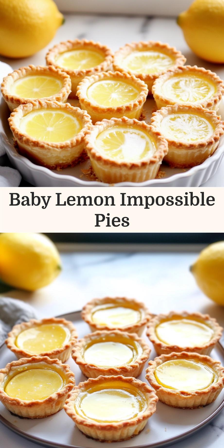 Baby Lemon Impossible Pies Recipe Easy and Delicious 3 Baby Lemon Impossible Pies centered hero view, clean and uncluttered
