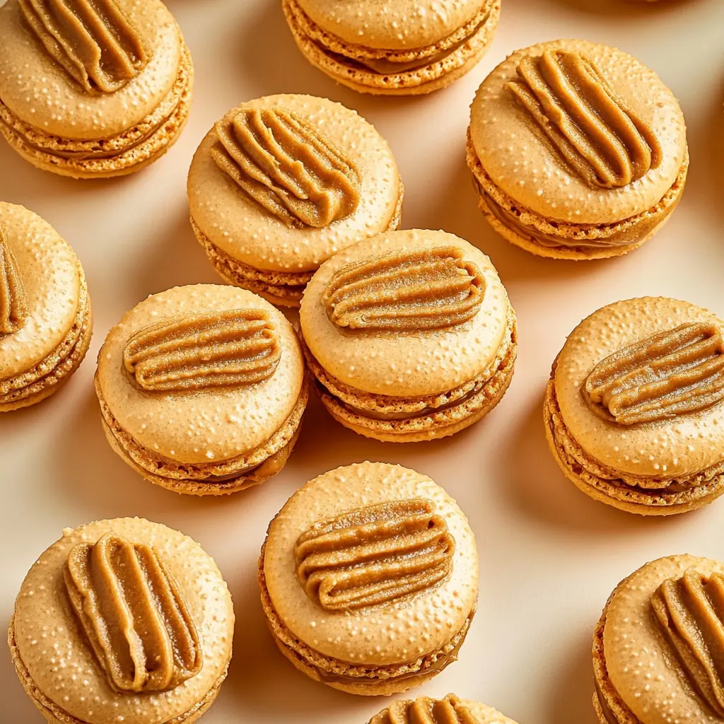 Biscoff Cookie Butter Macarons Recipe Easy and Delicious 2 BISCOFF COOKIE BUTTER MACARONS centered hero view, clean and uncluttered