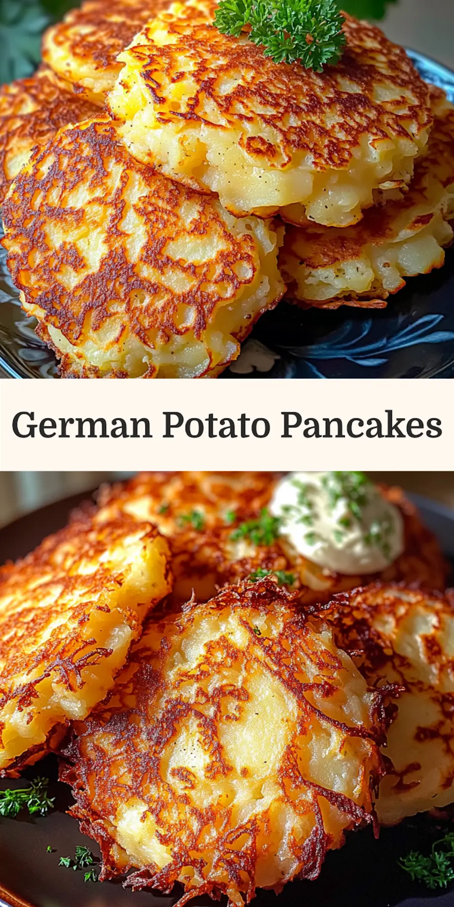 GERMAN POTATO PANCAKES centered hero view, clean and uncluttered