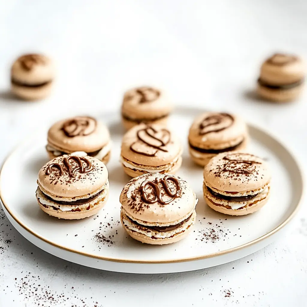 Mocha Macarons Recipe Easy Homemade Delicious Treats 2 Mocha macarons centered hero view, clean and uncluttered