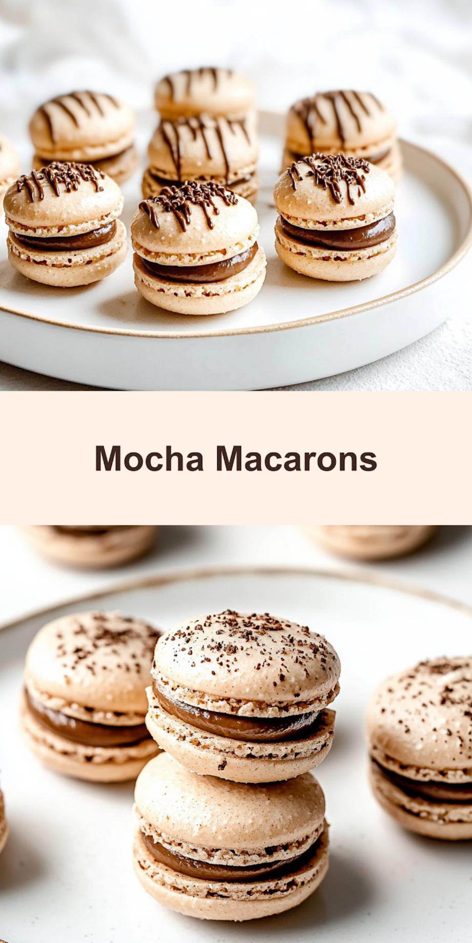 Mocha Macarons Recipe Easy Homemade Delicious Treats 3 Mocha macarons centered hero view, clean and uncluttered