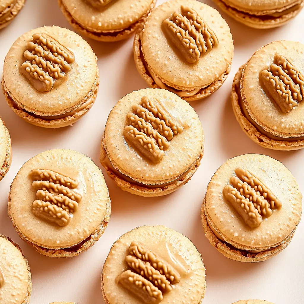 Biscoff Cookie Butter Macarons Recipe Easy and Delicious 1 BISCOFF COOKIE BUTTER MACARONS centered hero view, clean and uncluttered