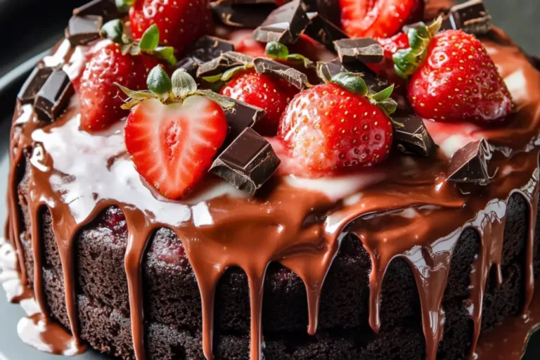 Strawberry Chocolate Shell Cake Recipe Easy and Delicious