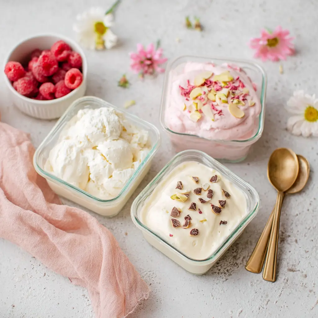 Cottage cheese ice cream bowls summer dessert