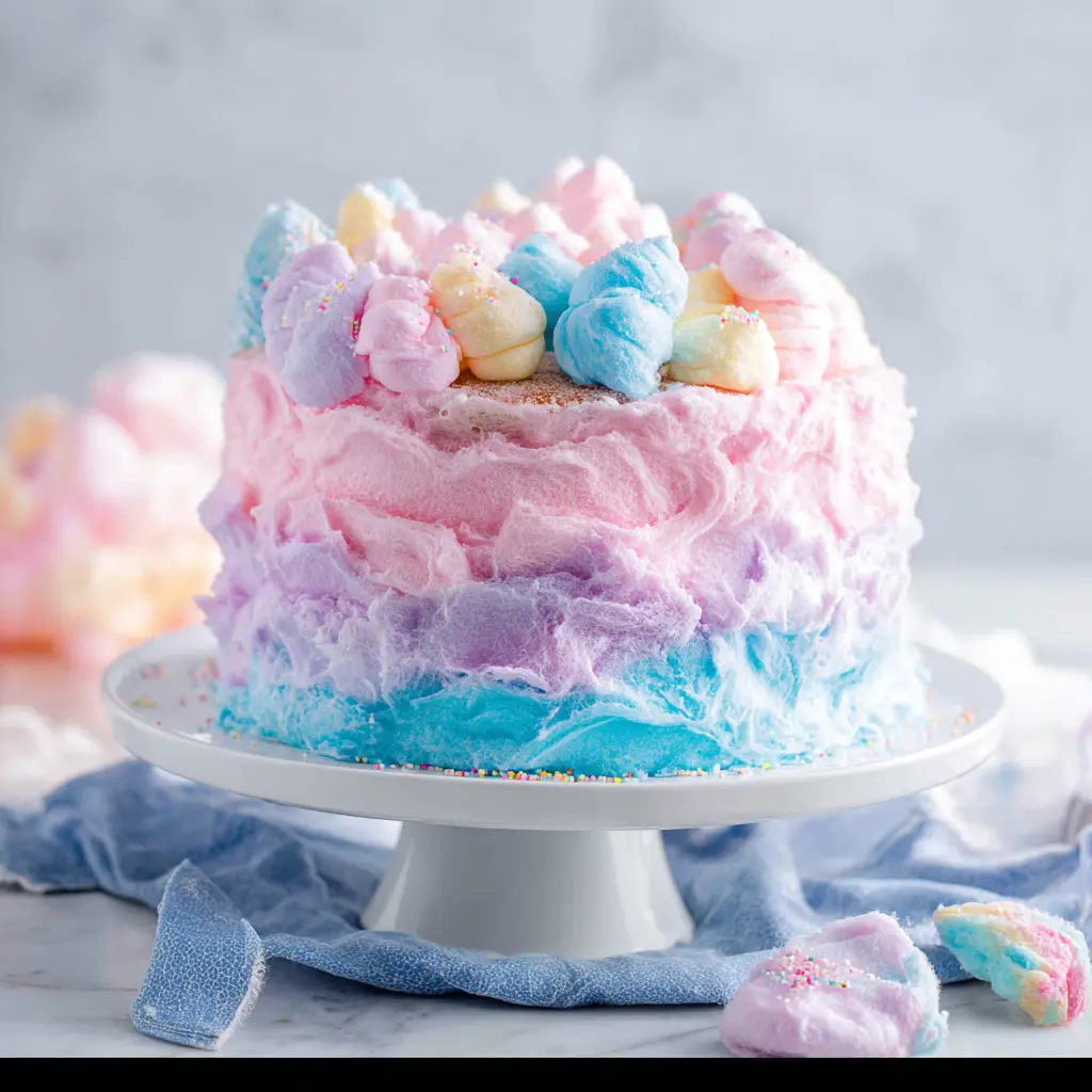 Cotton Candy Birthday Cake Beautiful New Way to Make Your Best Celebration 1 COTTON CANDY BIRTHDAY CAKE recipe, beautifully presented and ready to serve, easy homemade dessert