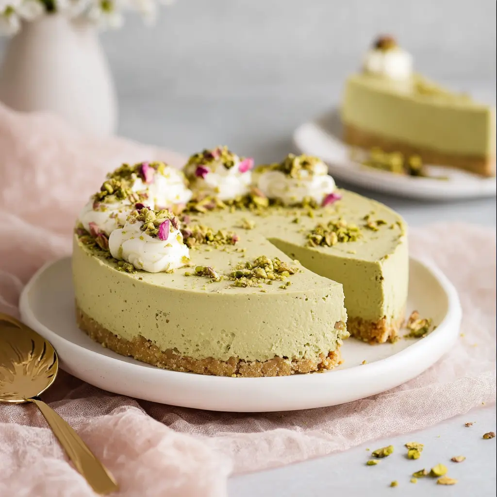 No Bake Pistachio Cheesecake Is the Most Irresistible Easy Dessert You Will Love 1 No bake pistachio cheesecake for spring dessert occasions