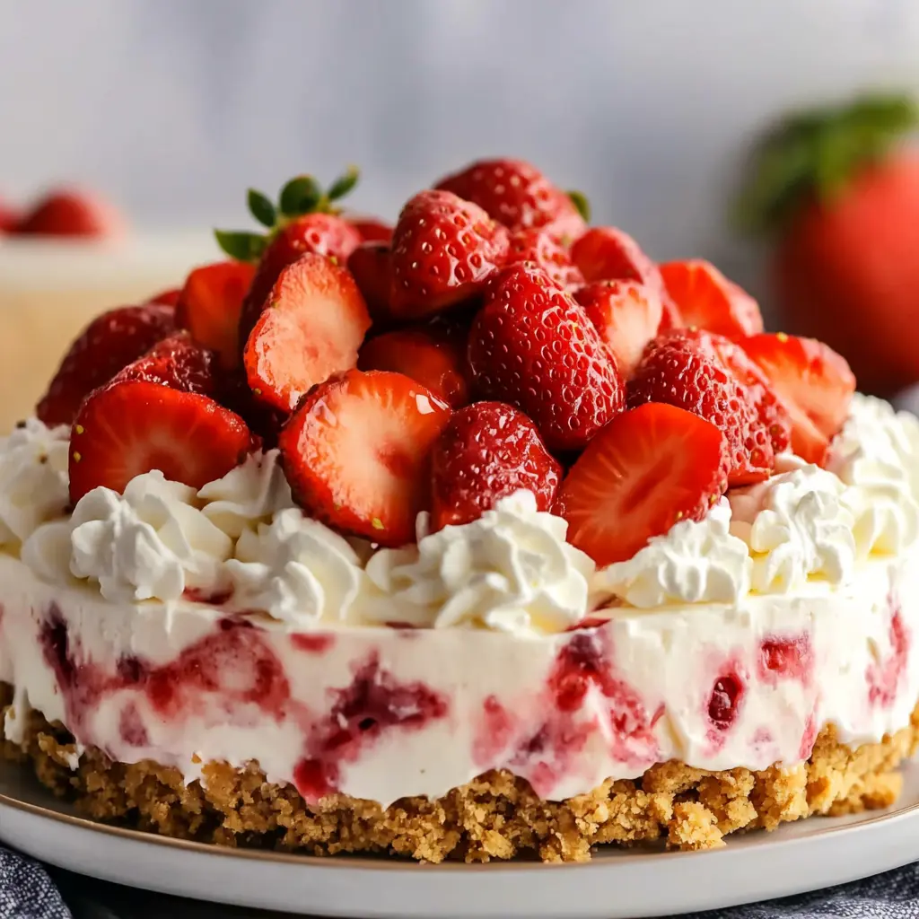 Strawberry no bake cheesecake summer party
