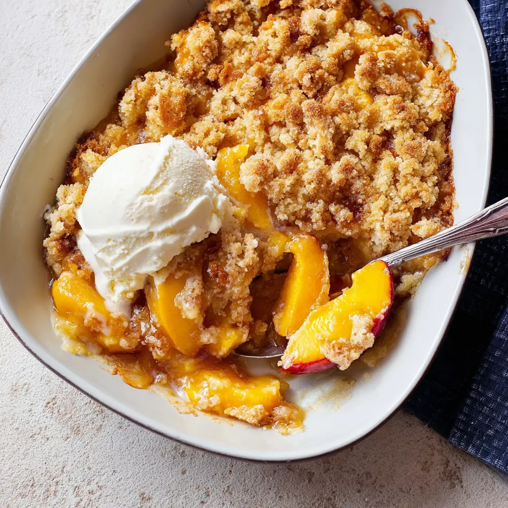 Peach Cobbler Dump Cake Warm Comforting Recipe You Will Love 1 PEACH COBBLER DUMP CAKE recipe, beautifully presented and ready to serve, easy homemade dessert