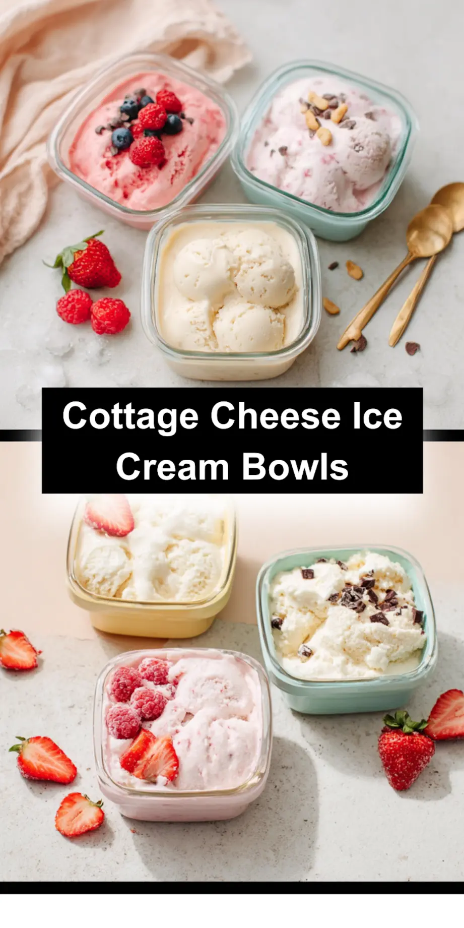 Cottage cheese ice cream bowls summer dessert