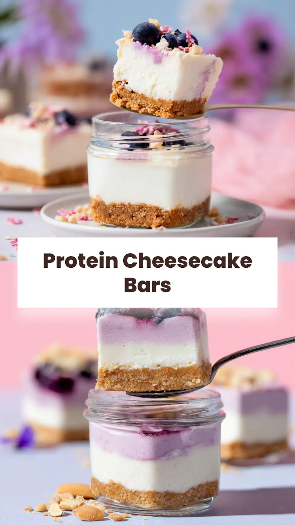 No Bake Protein Cheesecake Bars Satisfying Real New Way to Love Dessert 3 No-bake protein cheesecake bars made with vanilla Greek yogurt