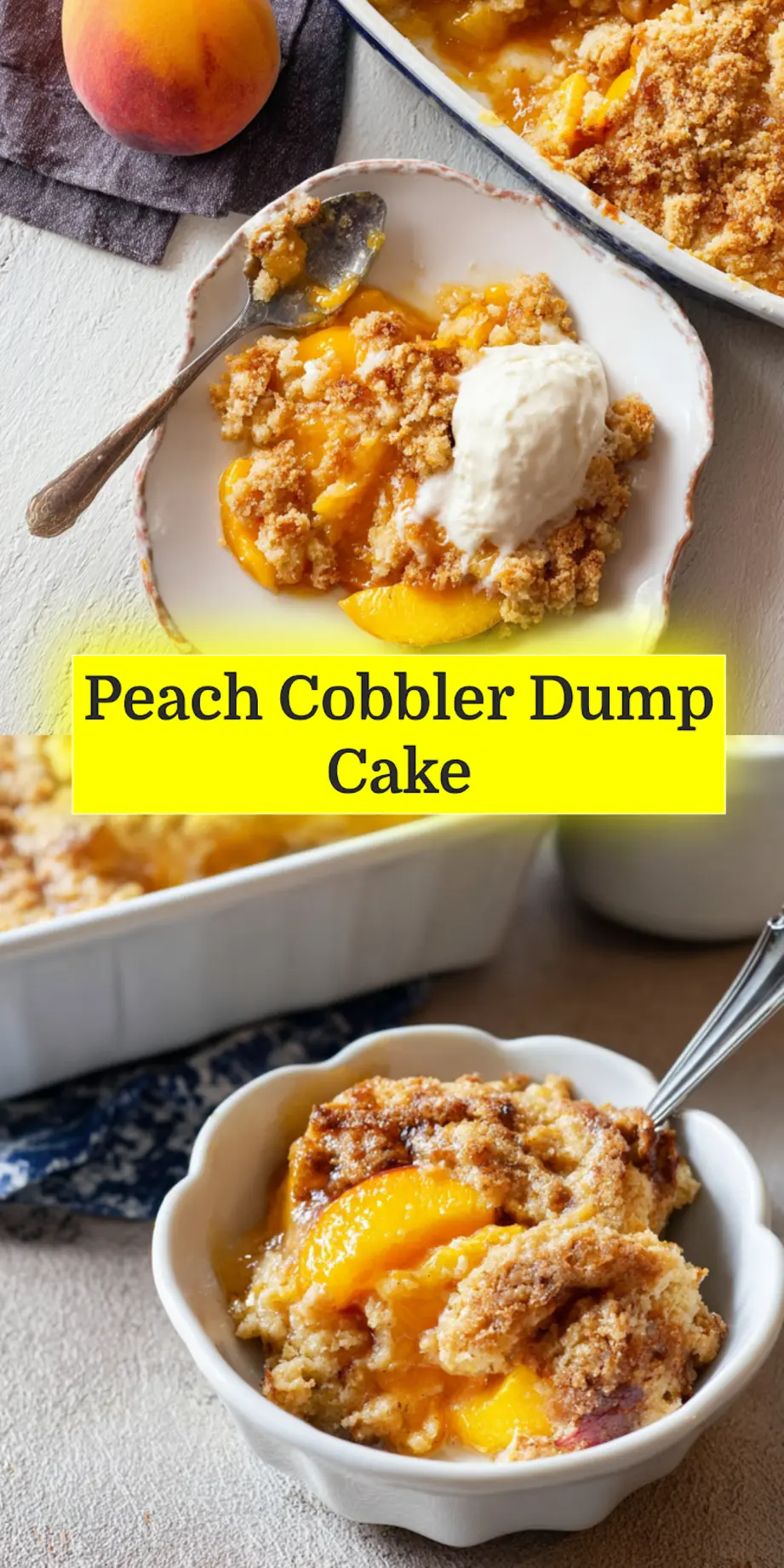 Peach Cobbler Dump Cake Warm Comforting Recipe You Will Love 3 Peach cobbler dump cake recipe, beautifully presented and ready to serve, easy homemade dessert
