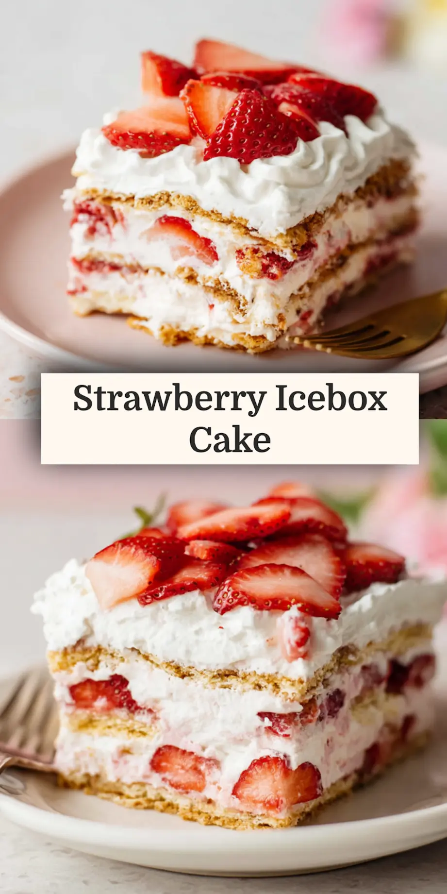 Strawberry icebox cake summer dessert with fresh berries