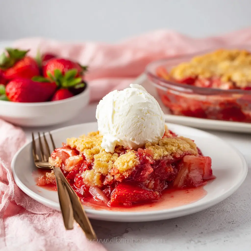 Strawberry rhubarb dump cake for spring picnic